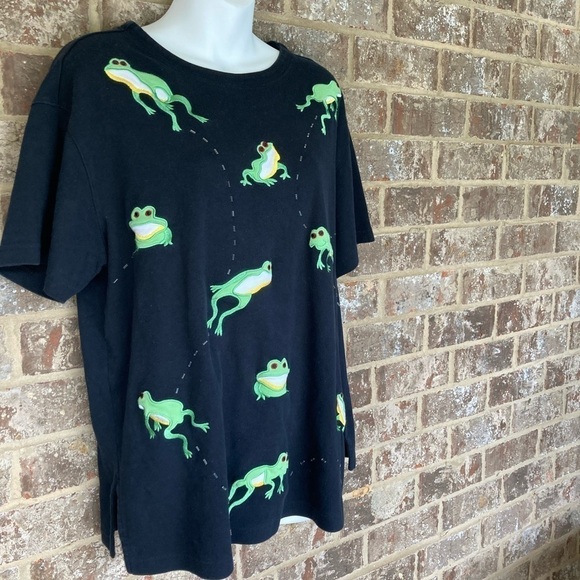 Vintage Bechamel Embroidered Tree Frog Tee Womens Size Large Petite  Top - Picture 3 of 12